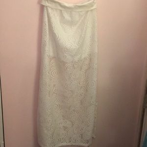 Double layered see through white maxi skirt